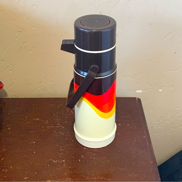 Vintage Thermos Model 2645 Pump Dispenser King Seeley 1 Liter Brown Orange Retro - Picture 1 of 12